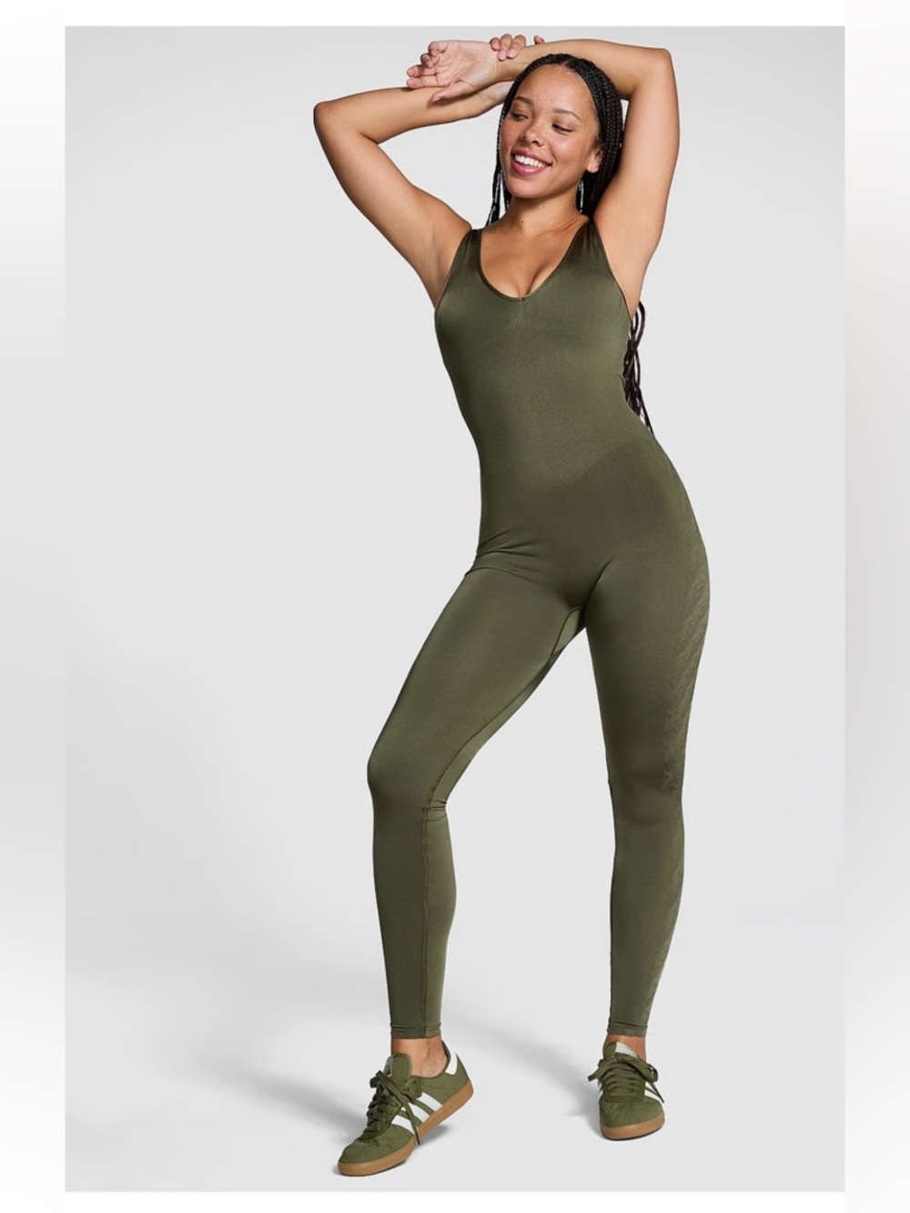 Pink Satin Seamless Plunge Workout Onesie - NWT
